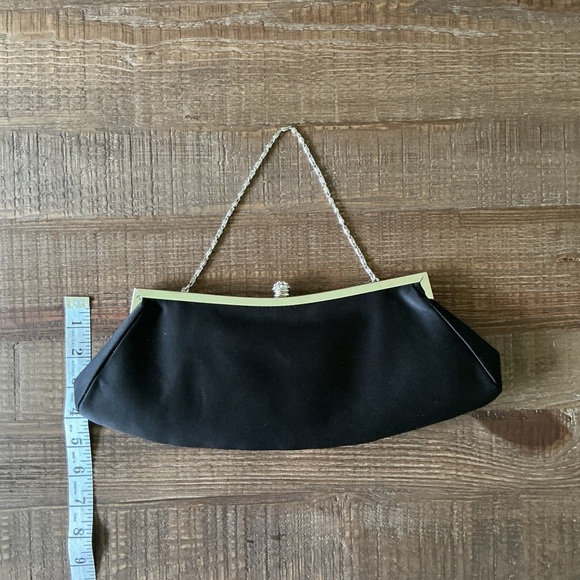 White House Black Market Elegant Black Clutch with Chain Strap - Picture 7 of 9